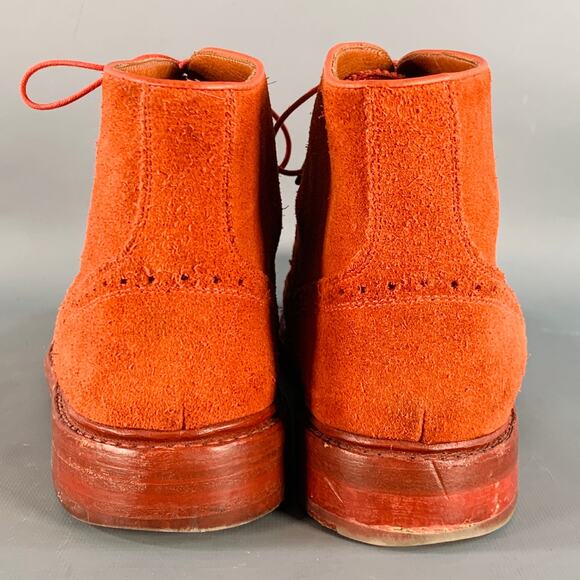 FLORSHEIM by DUCKIE BROWN Size 10 Orange Perforated Suede Wingtip Ankle Boots main image 11